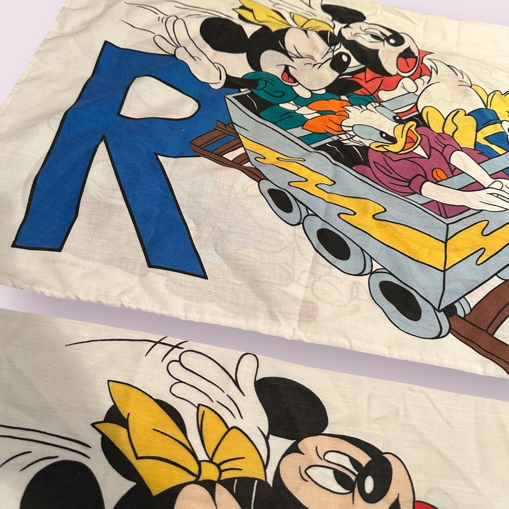 Vintage Disney Mickey Mouse Donald Duck Train Car Standard Pillowcases - Picture 4 of 11